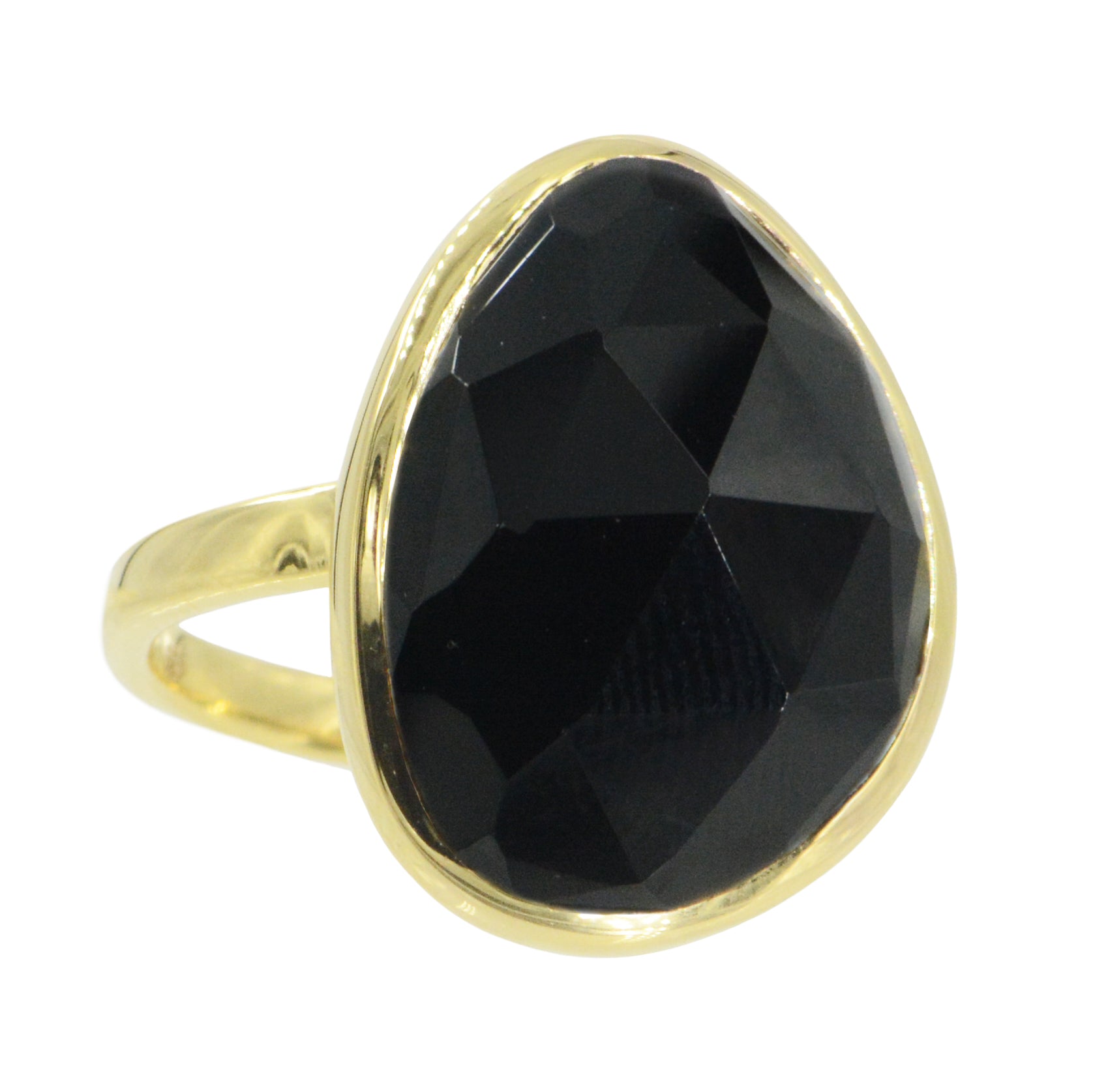 Black Spinel Large Gemstone Cocktail Ring in Gold