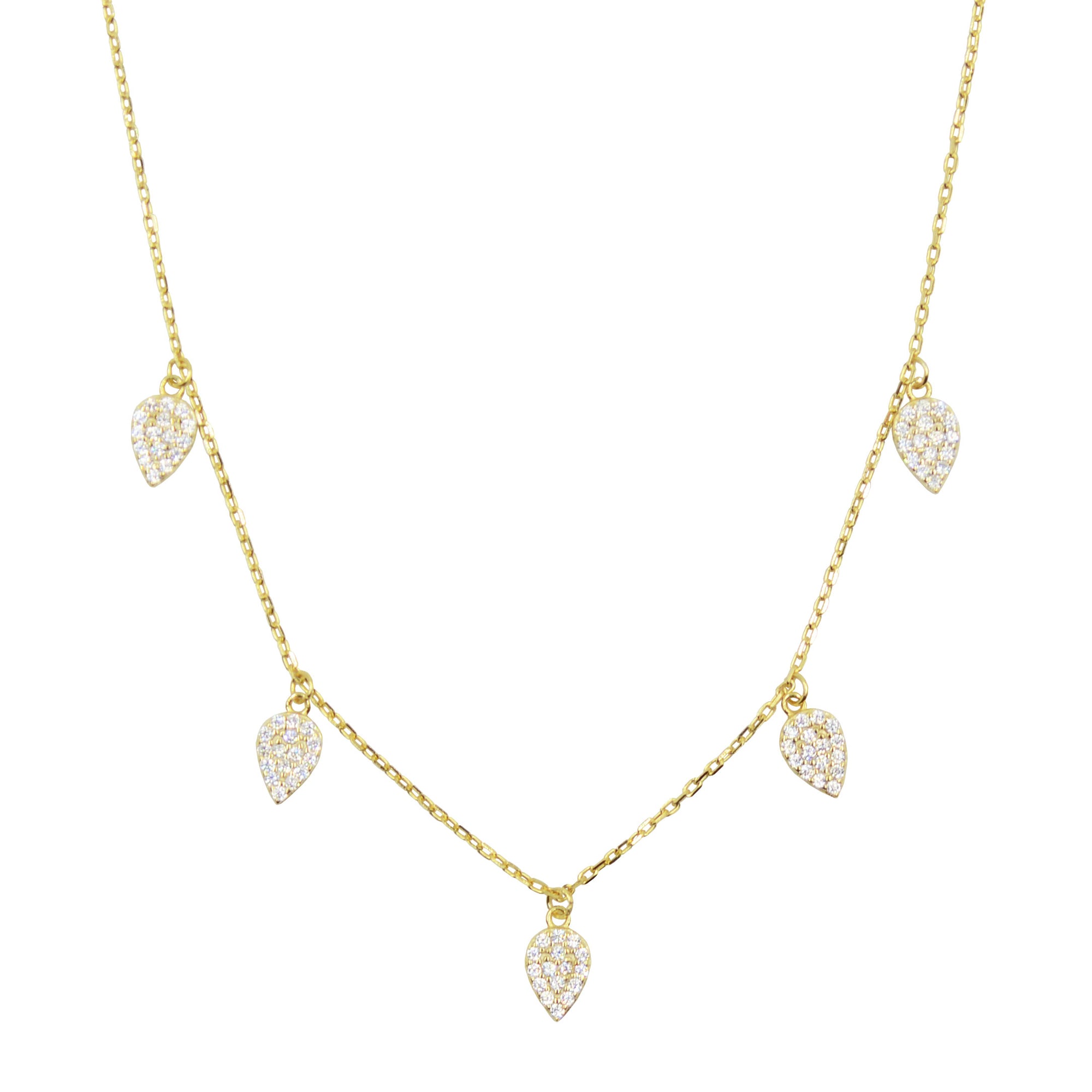 Blessings leaf choker necklace with crystals in yellow gold