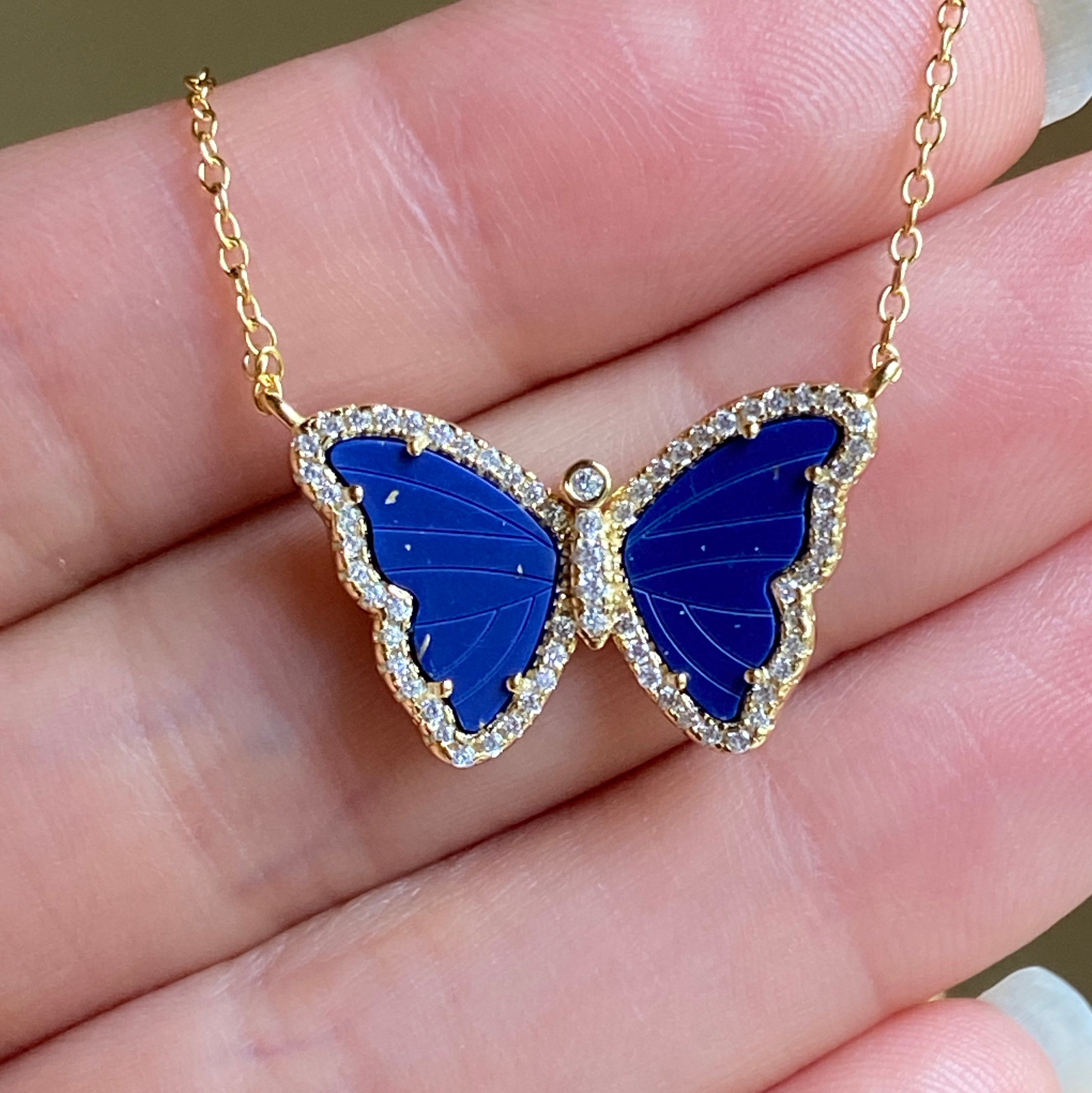 Blue Butterfly Necklace - Sanar - Dresses & Accessories