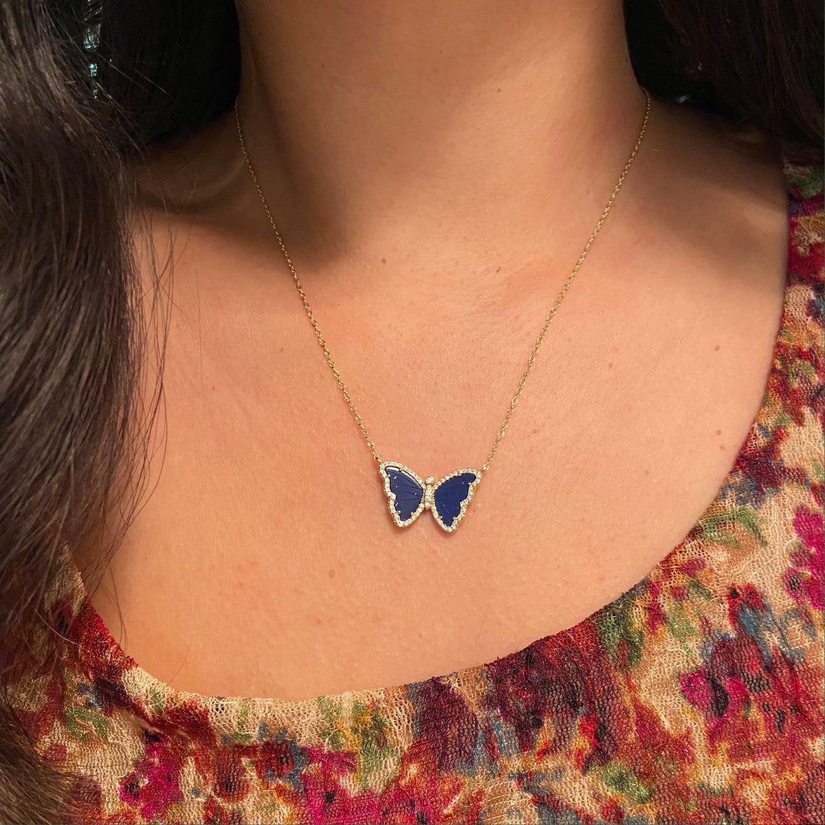 blue lapis butterfly necklace lifestyle