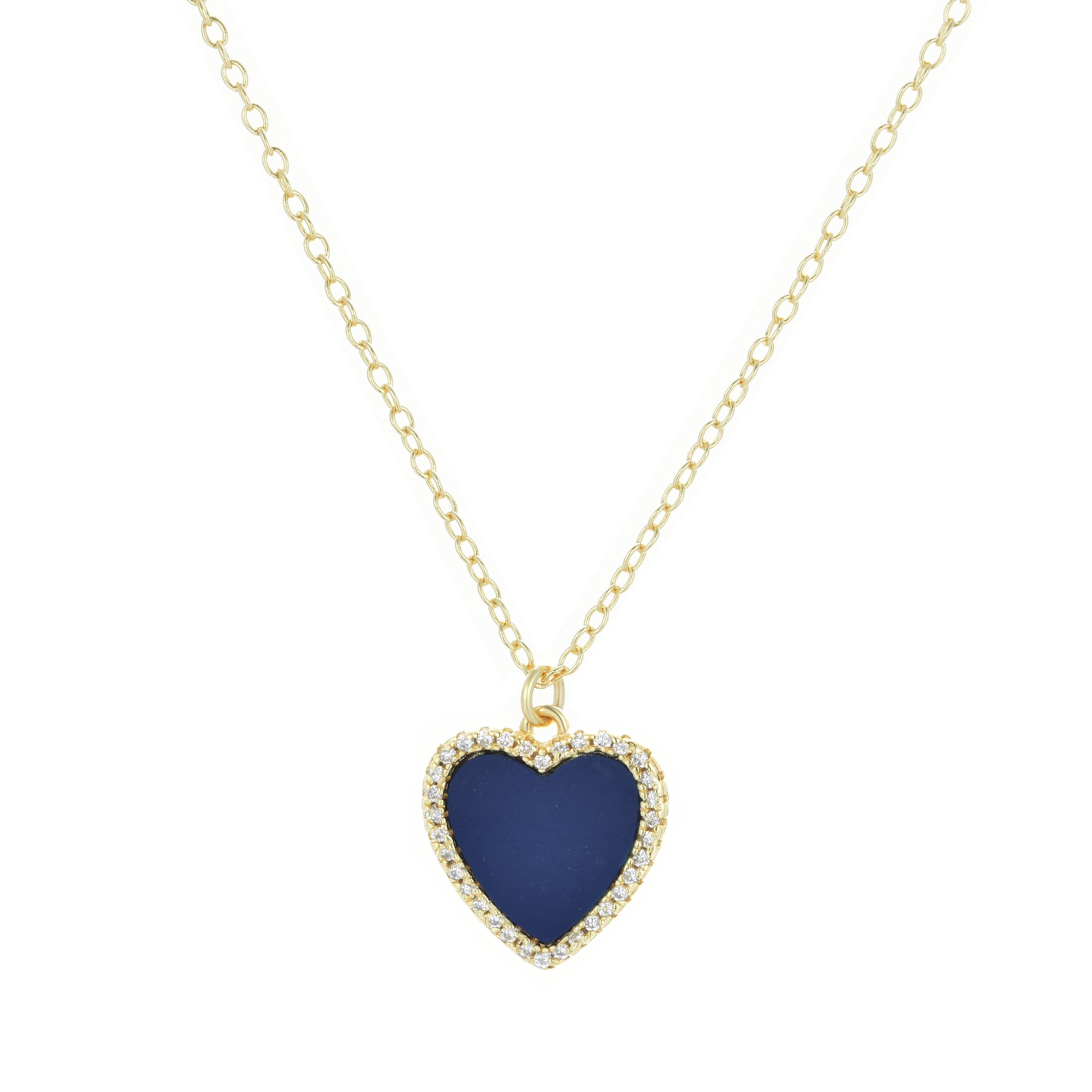 blue lapis heart necklace with crystals gold