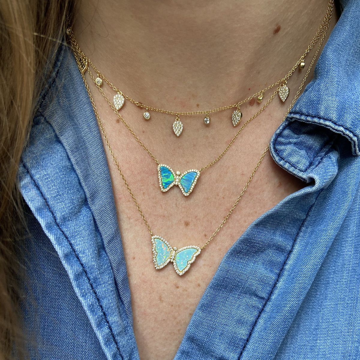 Queen Choker Necklace With Butterfly Necklace Layers