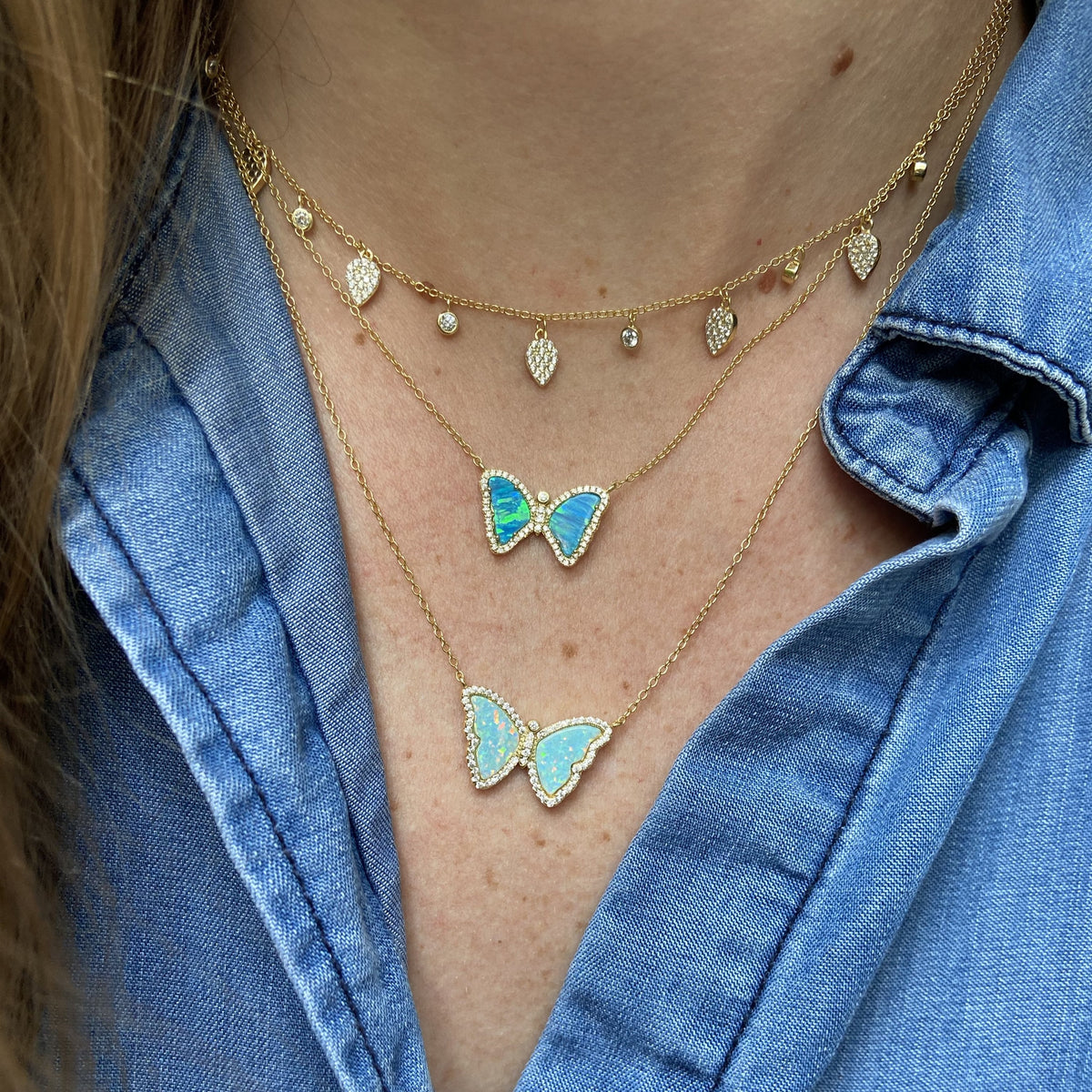 Green Opal Butterfly Necklace Lifestyle
