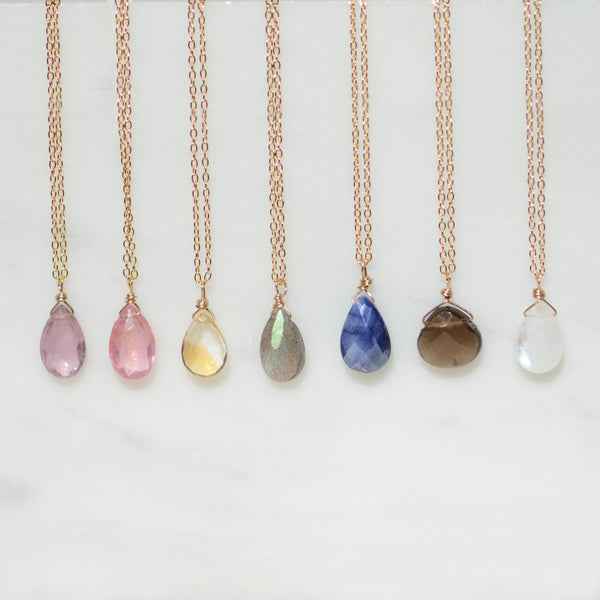 Gem Confetti Round Resin Necklaces- Choose your Gemstones | cameoko
