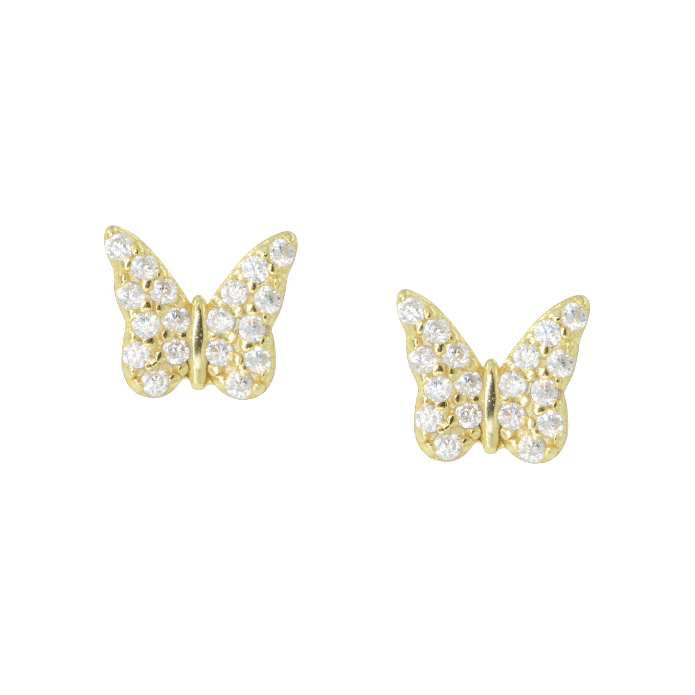 Yellow Gold Butterfly Stud Earrings