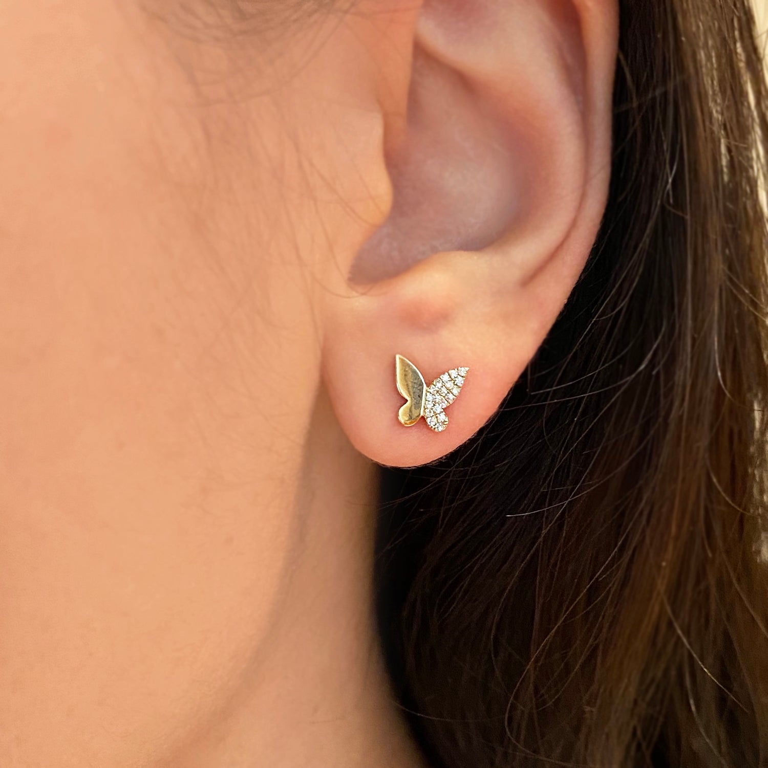 Diamond butterfly studs Clearance