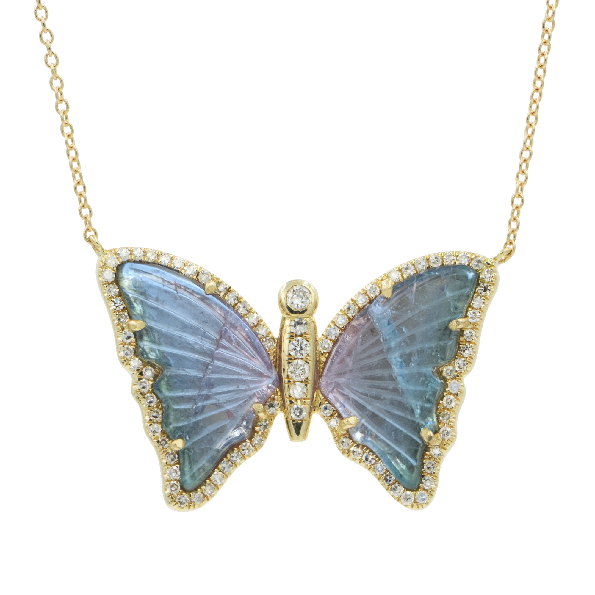 Butterfly Necklace With Mauve Tourmaline and Diamonds