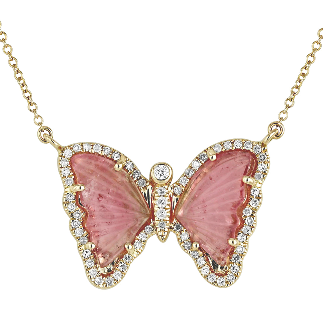 Butterfly Necklace With Pink Tourmaline and Diamonds Crop