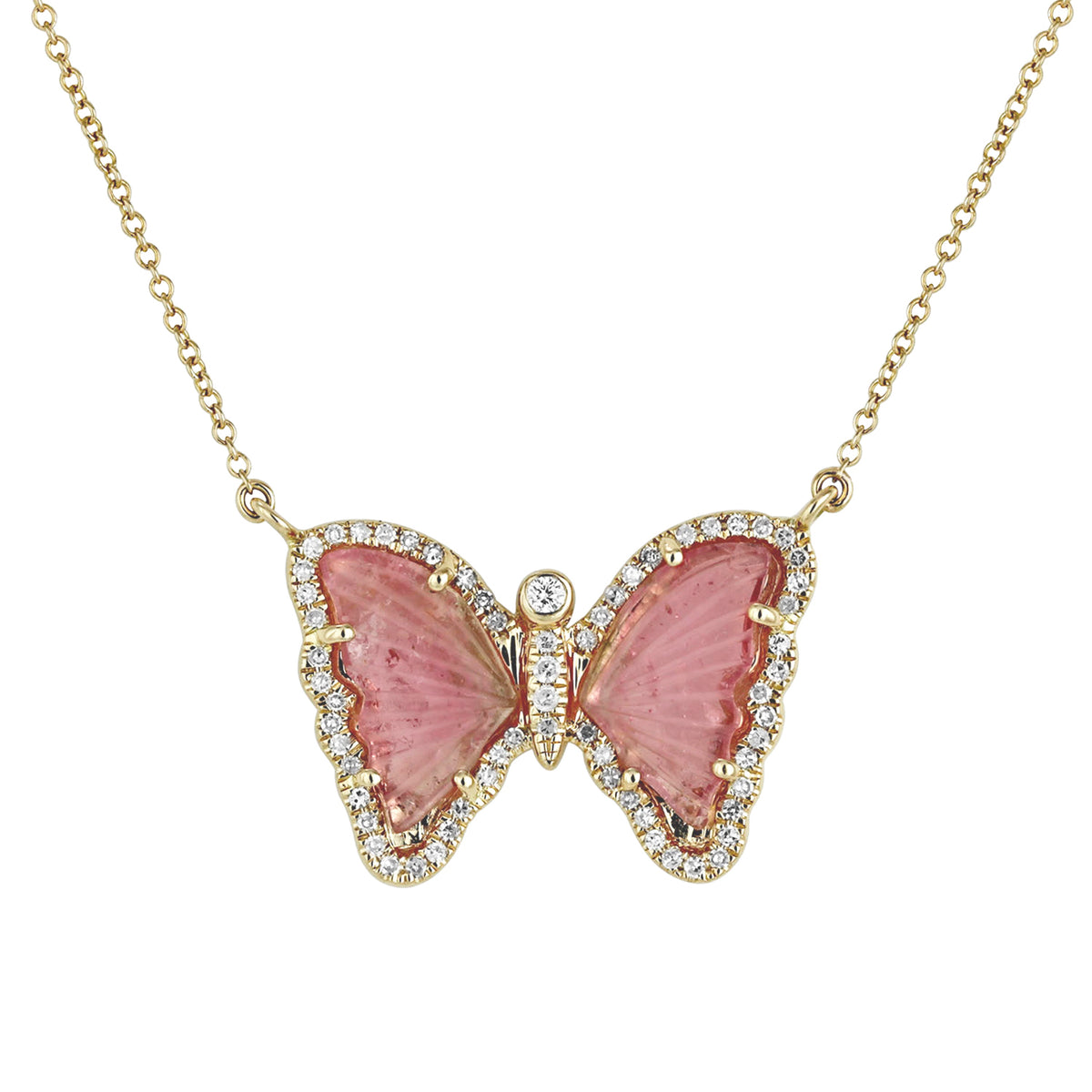 Butterfly Necklace With Pink Tourmaline and Diamonds