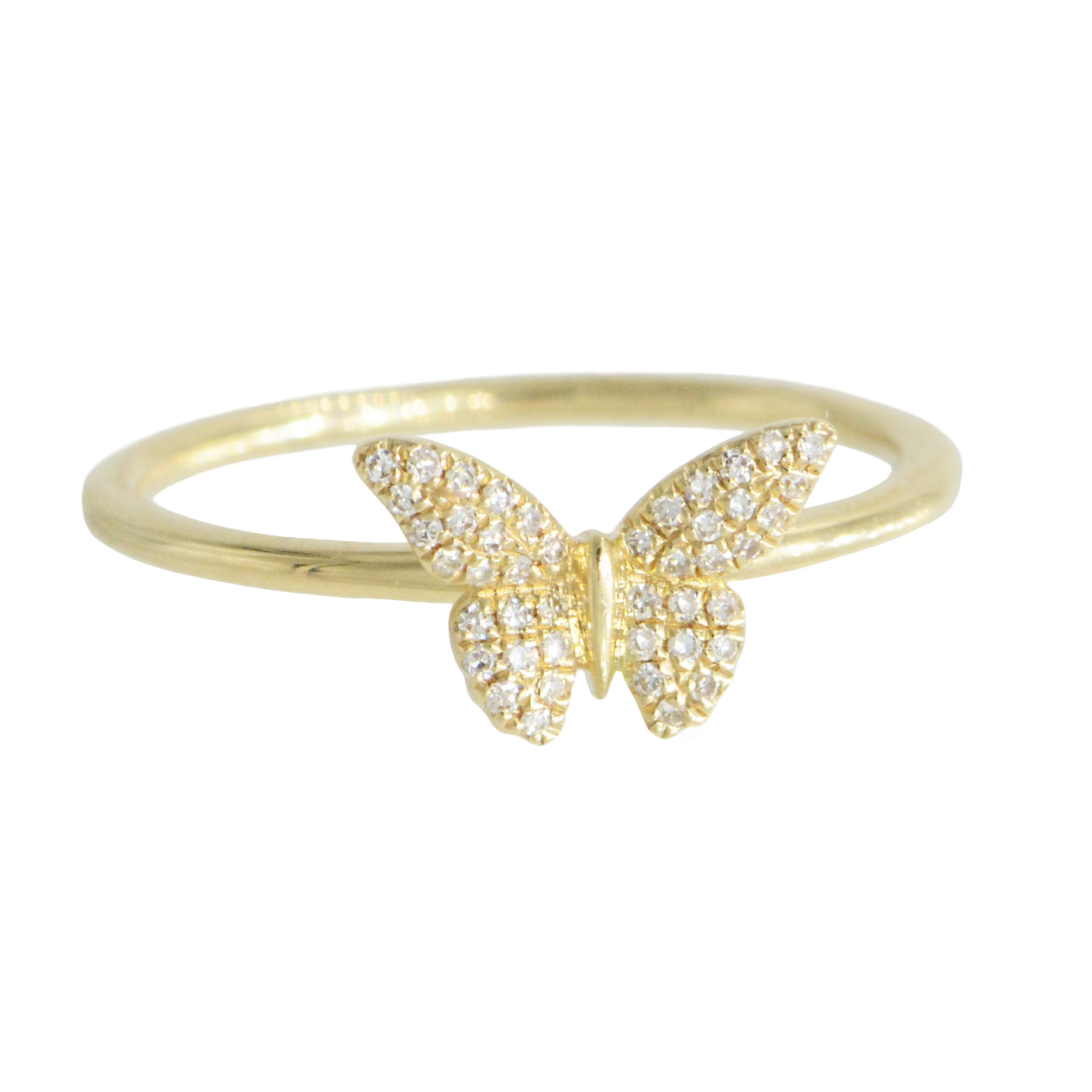 14k Gold Butterfly Ring With Diamonds - KAMARIA