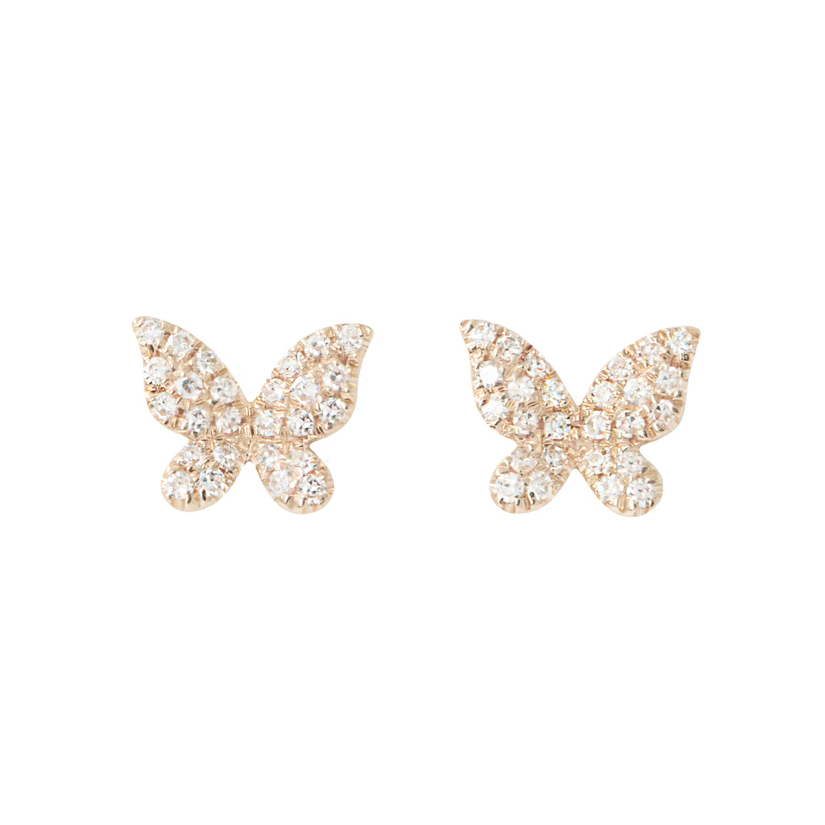 butterfly stud earrings with diamonds rose gold
