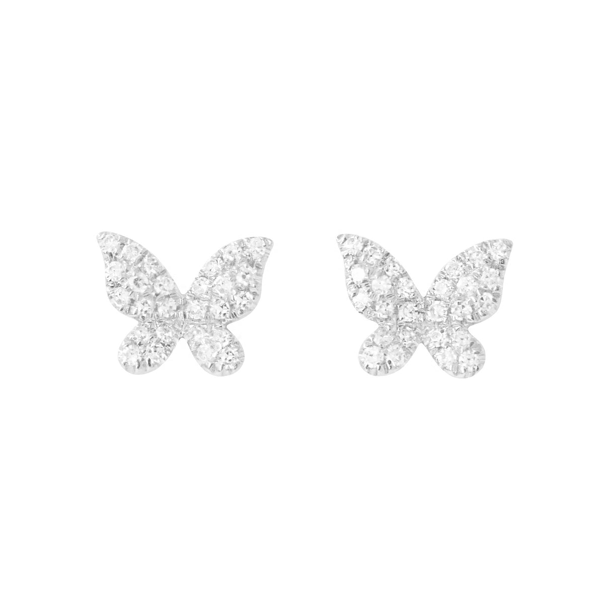 butterfly stud earrings with diamonds white gold