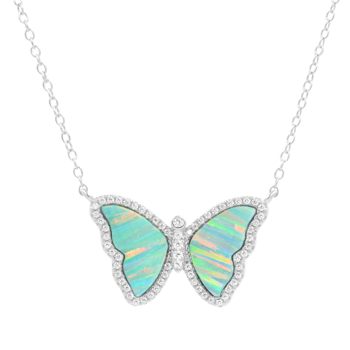 Opal Butterfly Necklace with Stripes