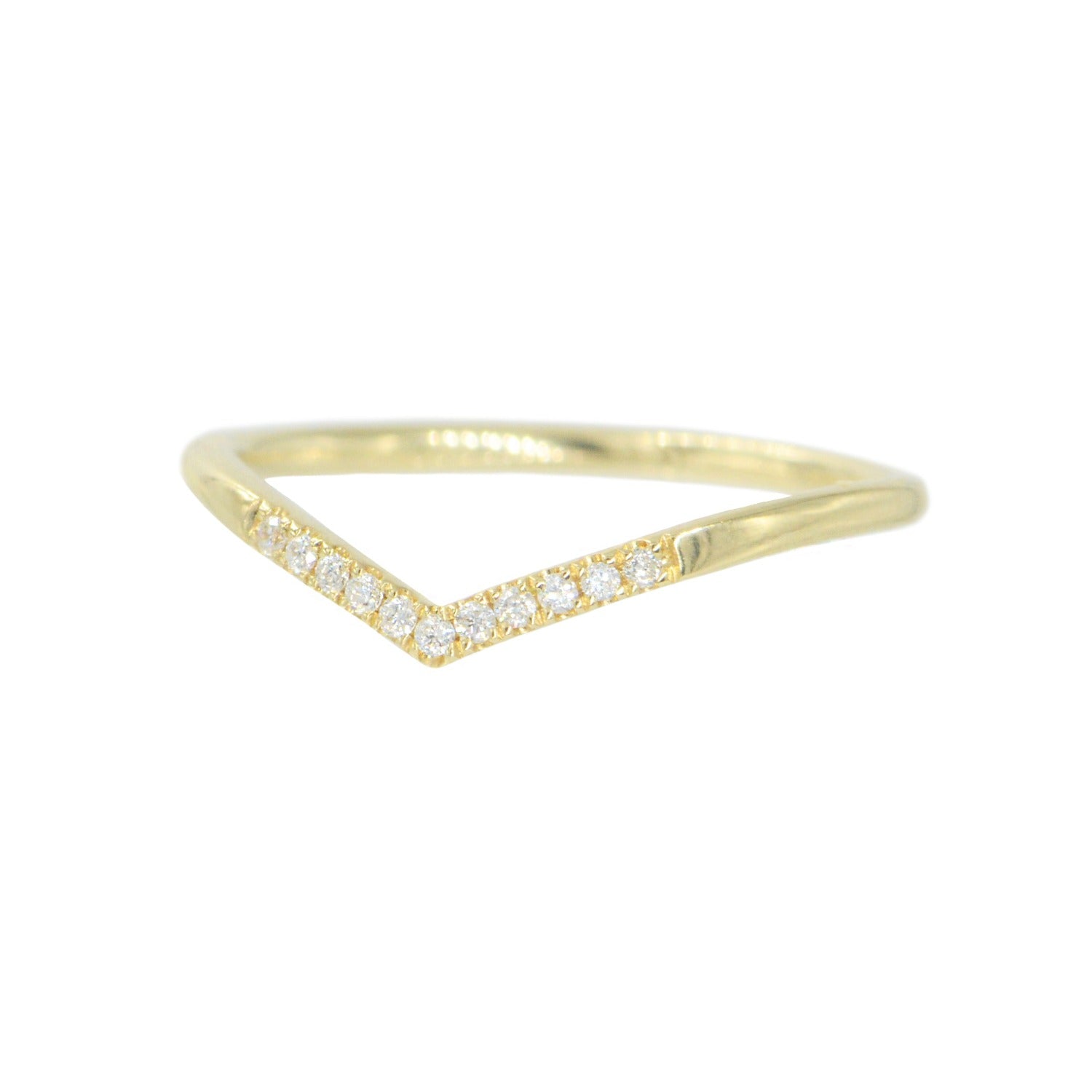 chevron v diamond ring in 14k gold