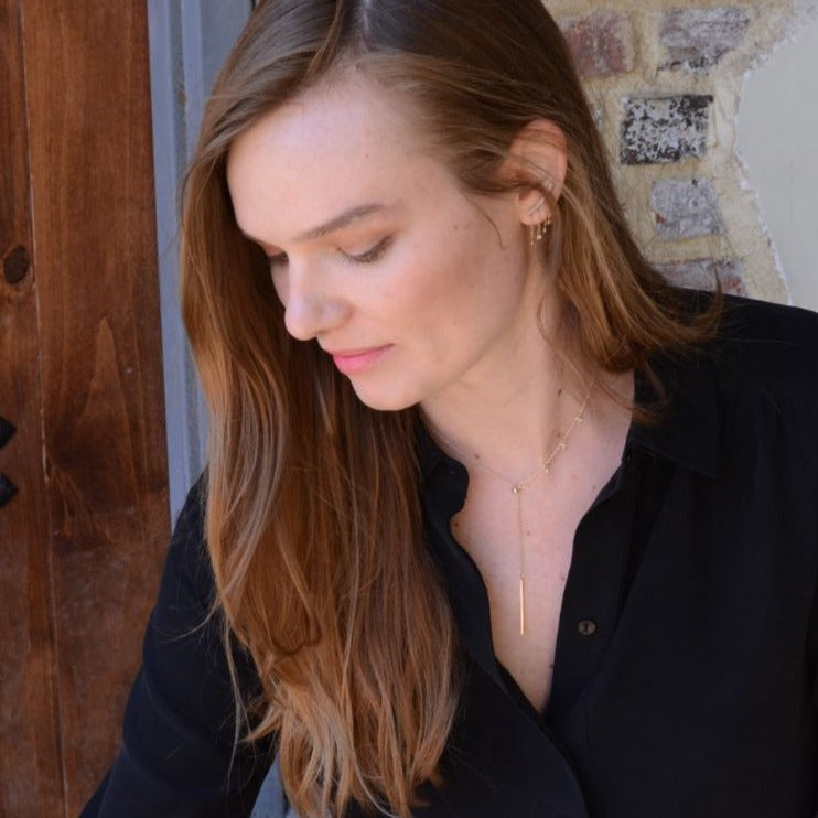 Cleo Ear Crawler Earrings With Crystal Drops in Gold