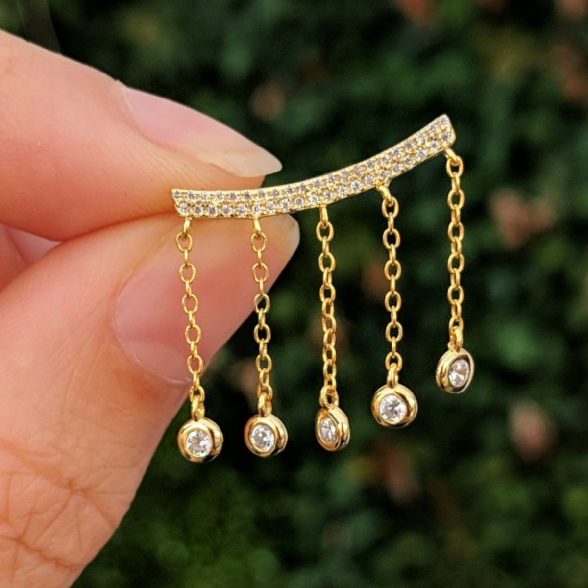 Cleo Ear Crawler Earrings With Crystal Drops in Gold