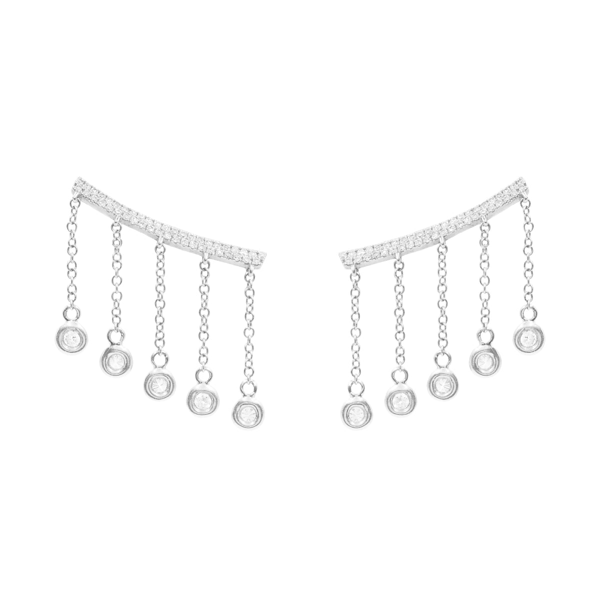 Cleo Ear Crawler Earrings With Crystal Drops in Silver