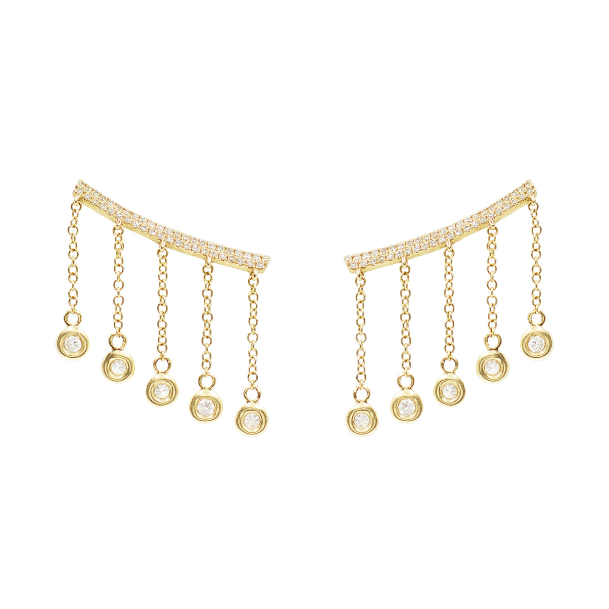 Cleo Ear Crawler Earrings With Crystal Drops in Gold