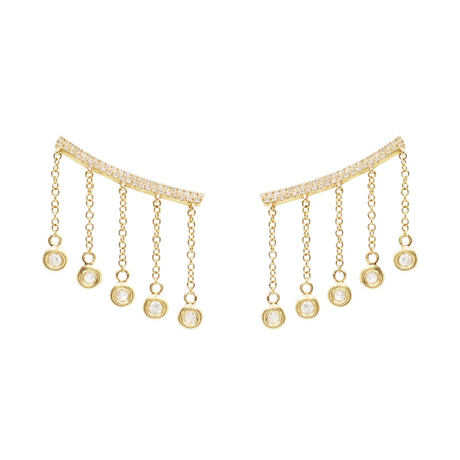 Cleo Ear Crawler Earrings With Crystal Drops in Gold