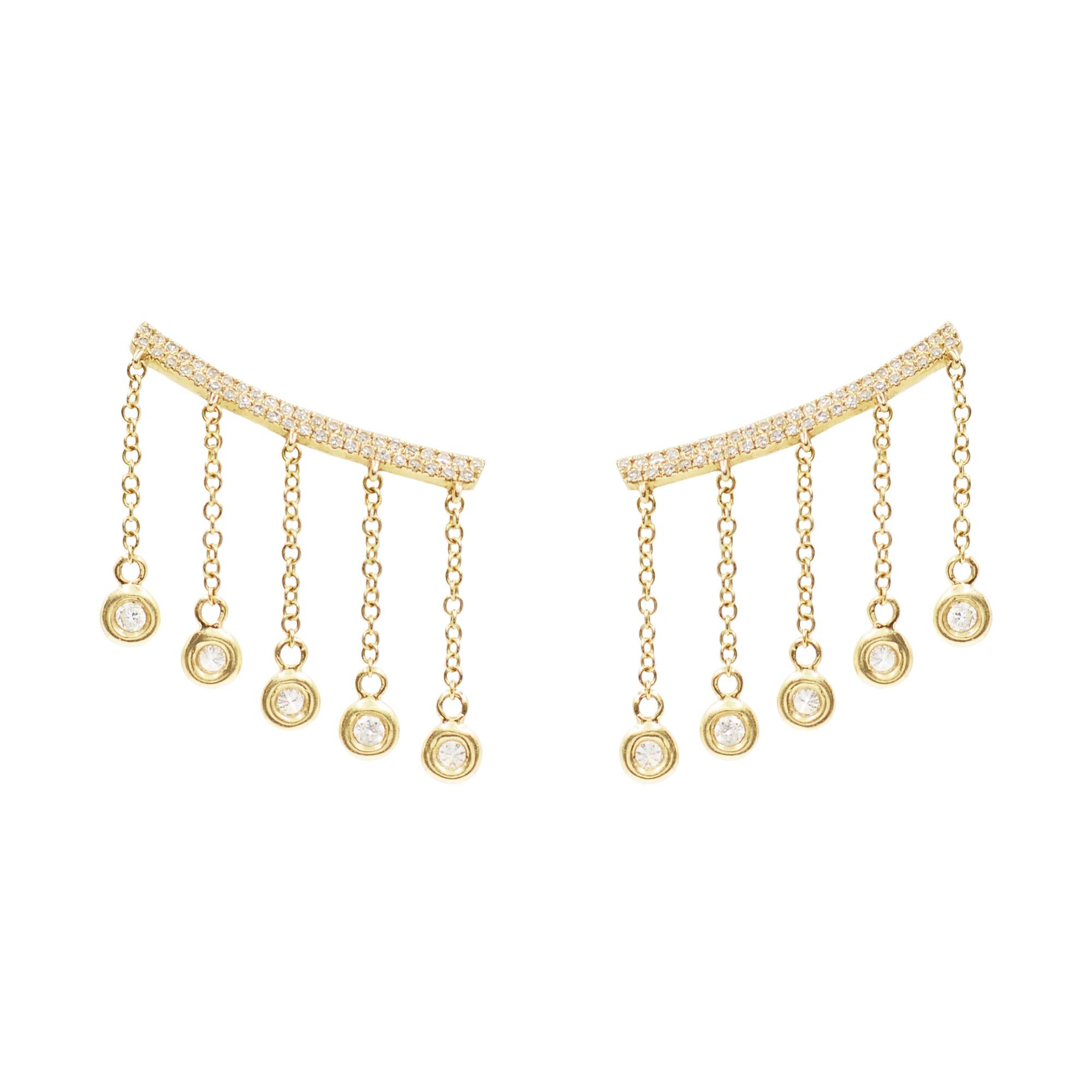 Cleo Ear Crawler Earrings With Crystal Drops in Gold