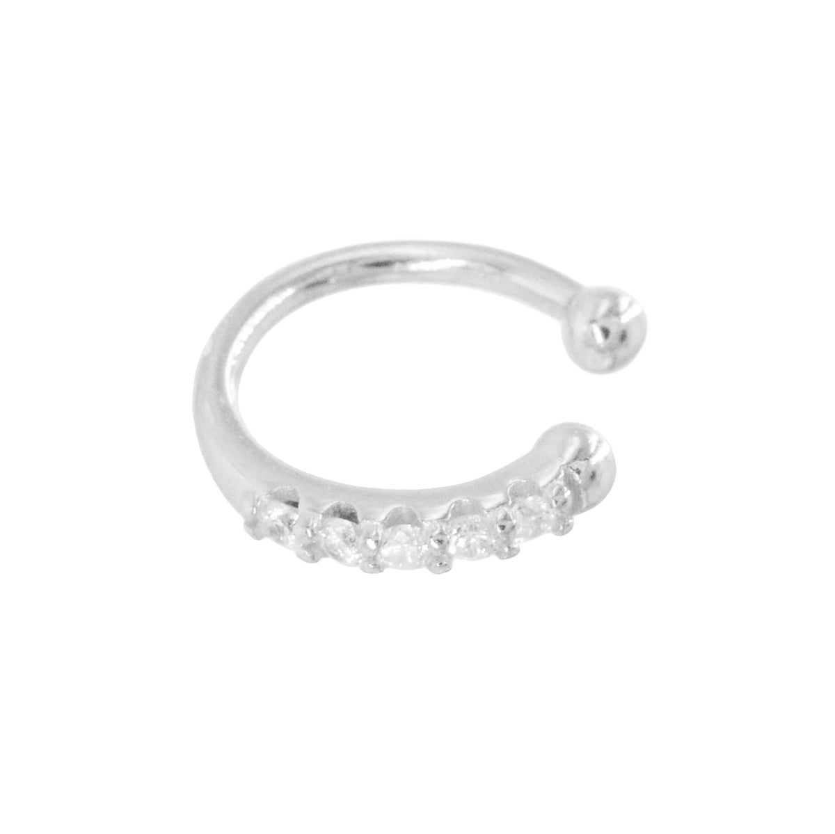 crystal ear cuff in silver