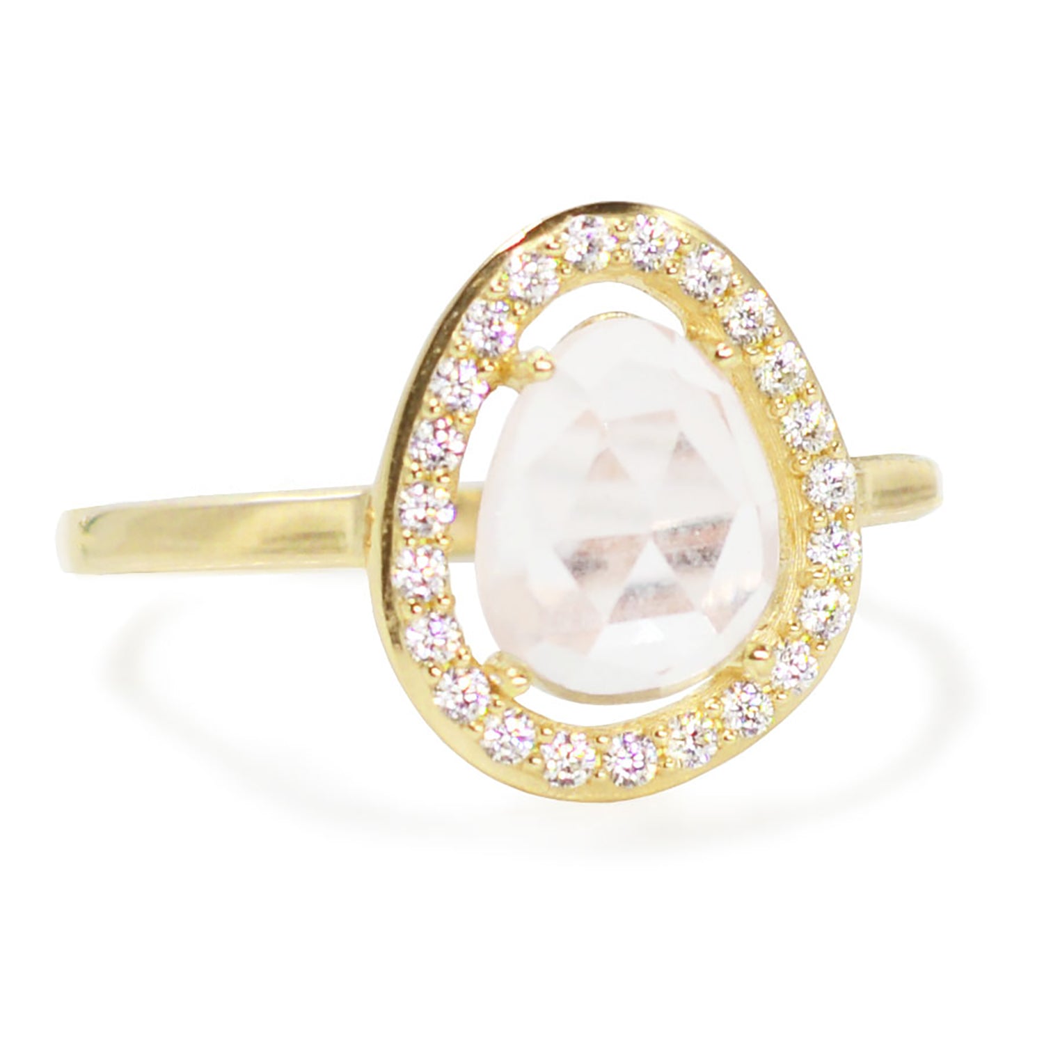 Deanna Halo Ring With Quartz in Yellow Gold