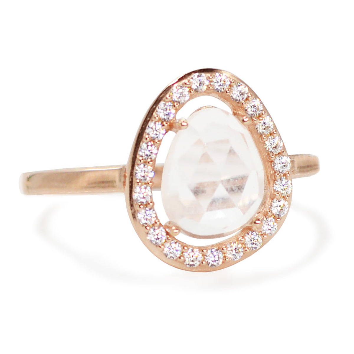 Deanna Halo Ring With Quartz in Rose Gold