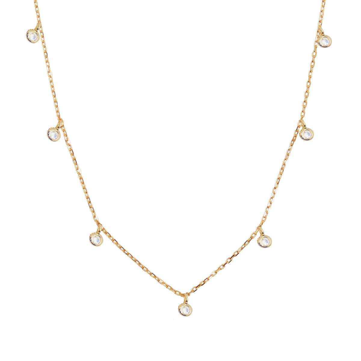 Dew drops crystal choker layering necklace in rose gold