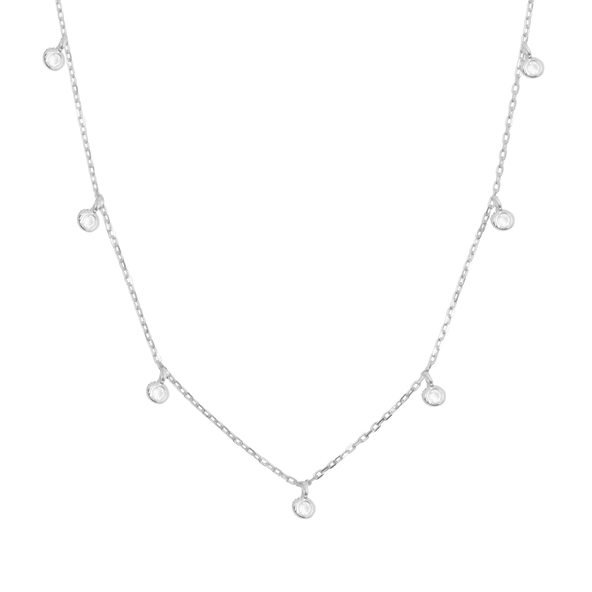 Dew drops crystal choker layering necklace in silver