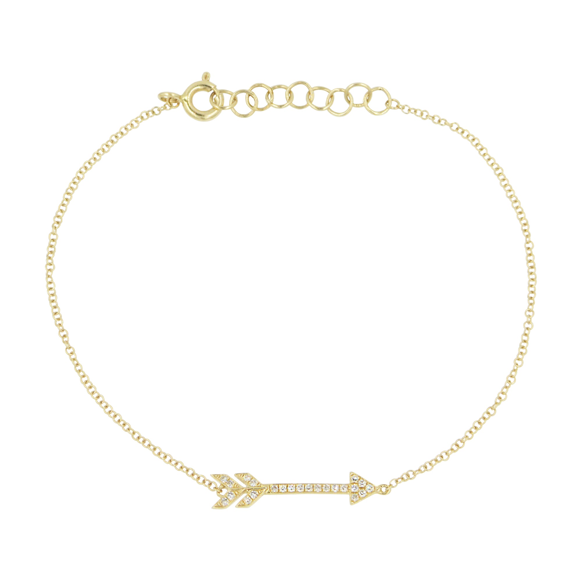 Diamond Arrow Bracelet in 14k Gold With Adjustable Clasp