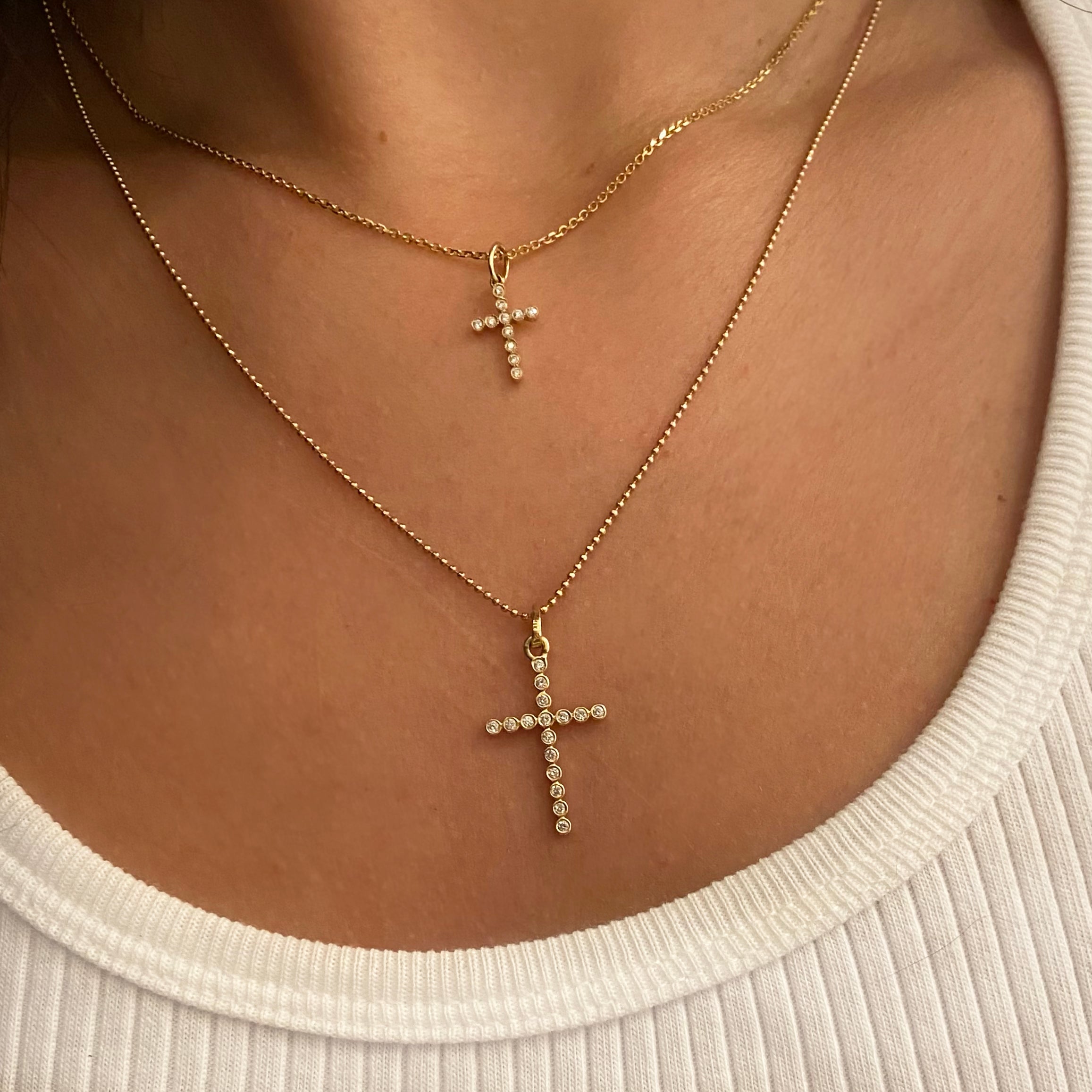 Gold chain with cross and diamonds Clearance