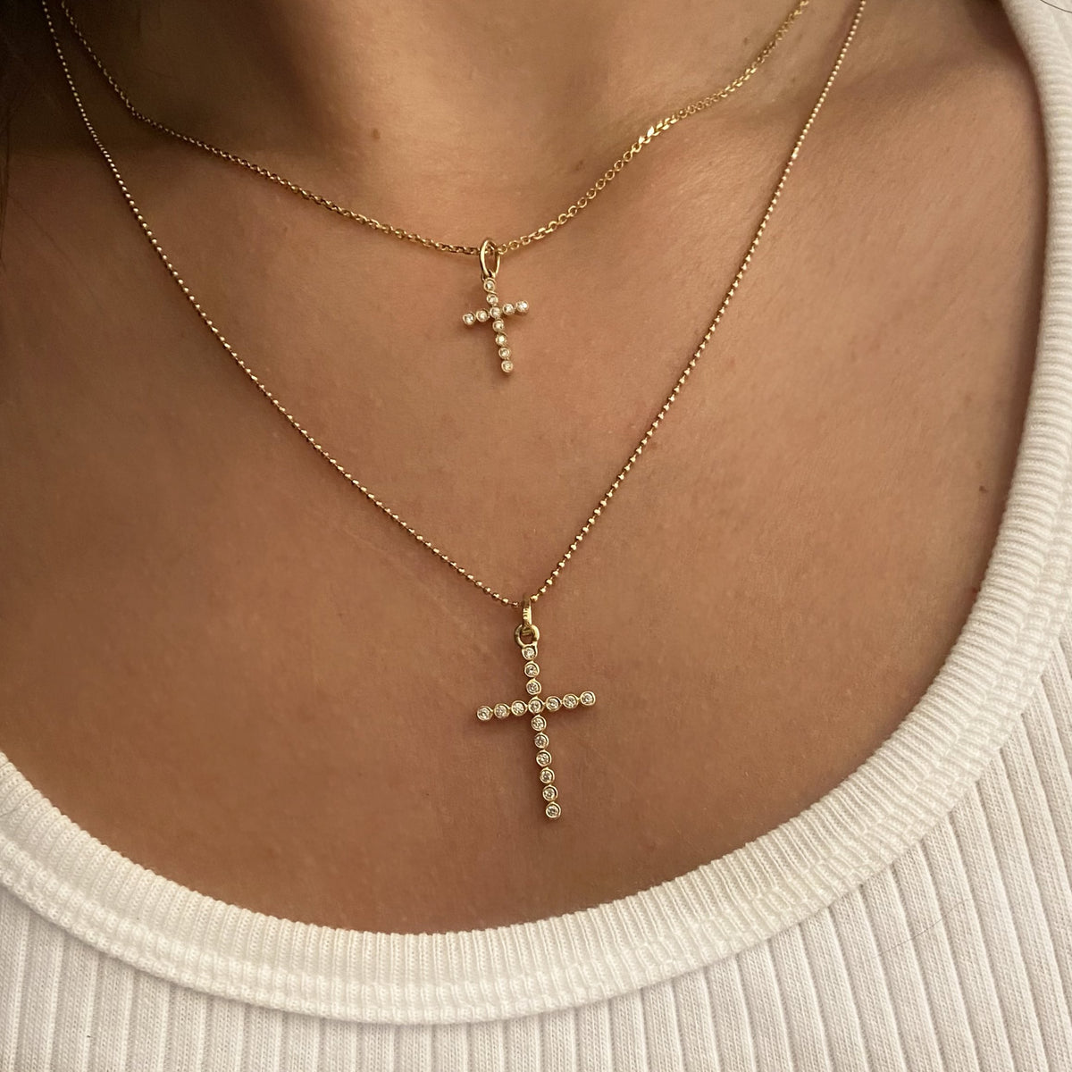 diamond cross in mini and large for comparison