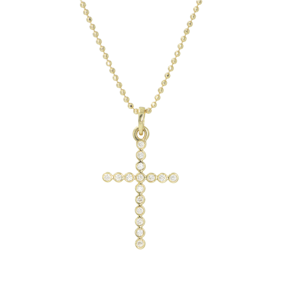 diamond cross necklace on ball chain