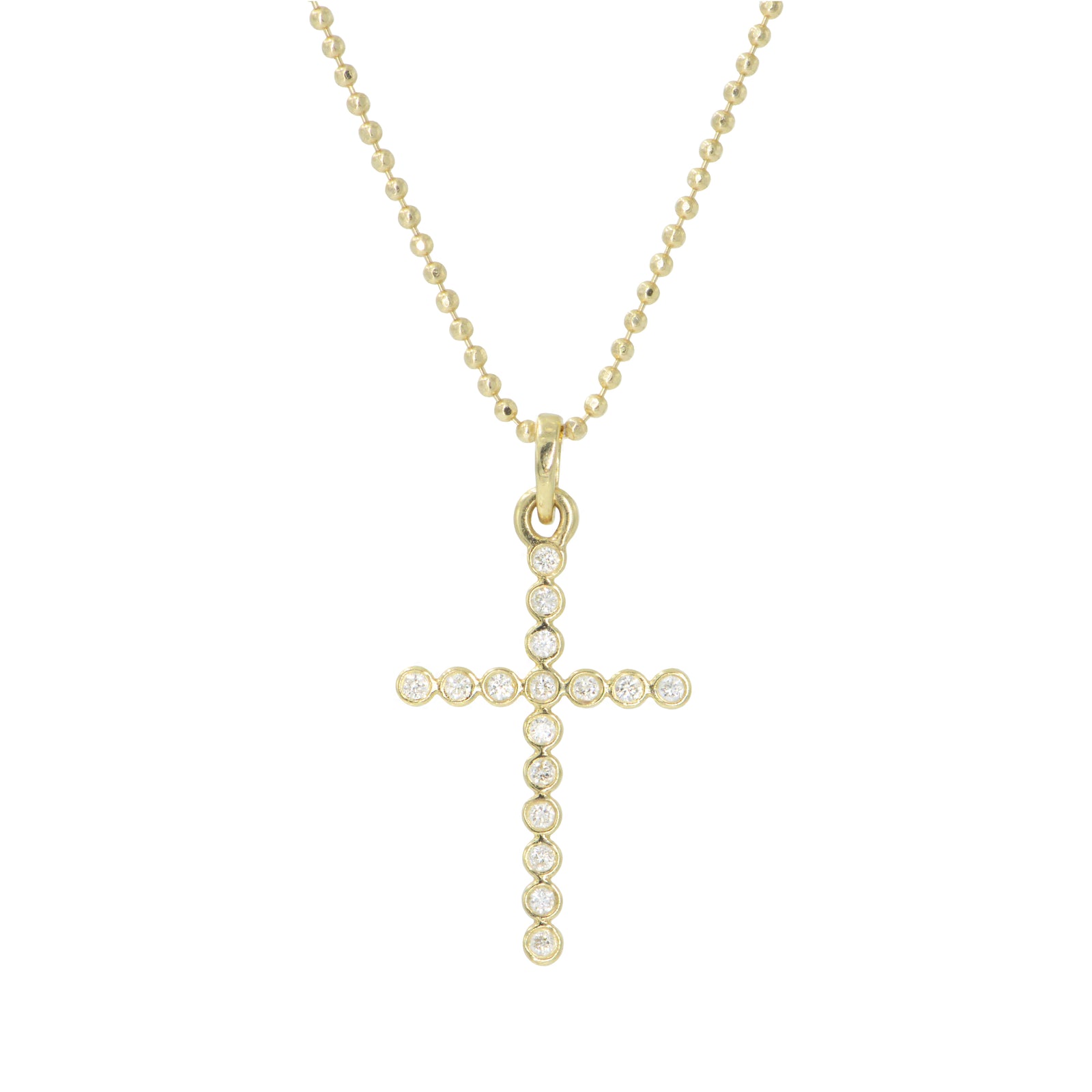 diamond cross necklace on ball chain