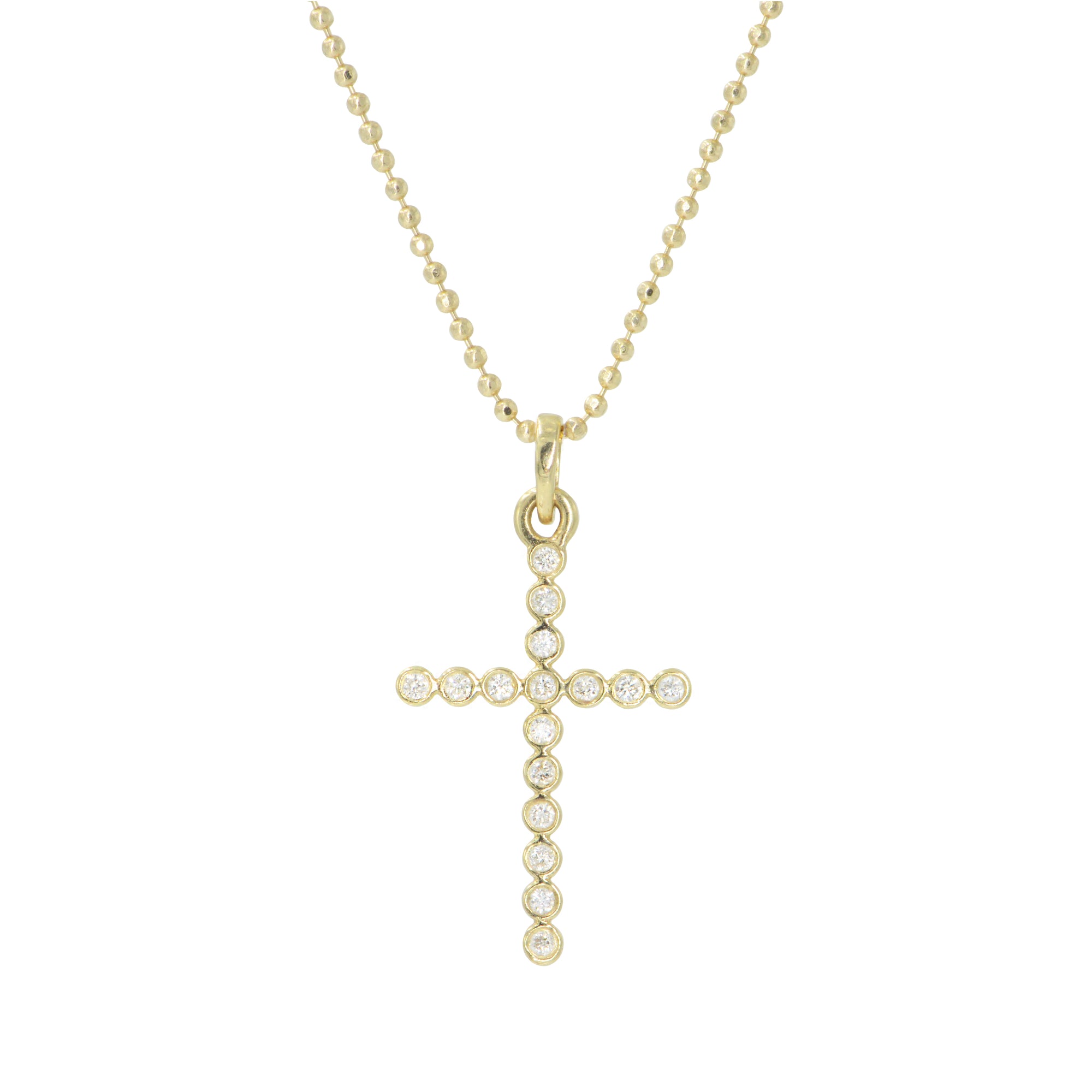 diamond cross necklace on ball chain