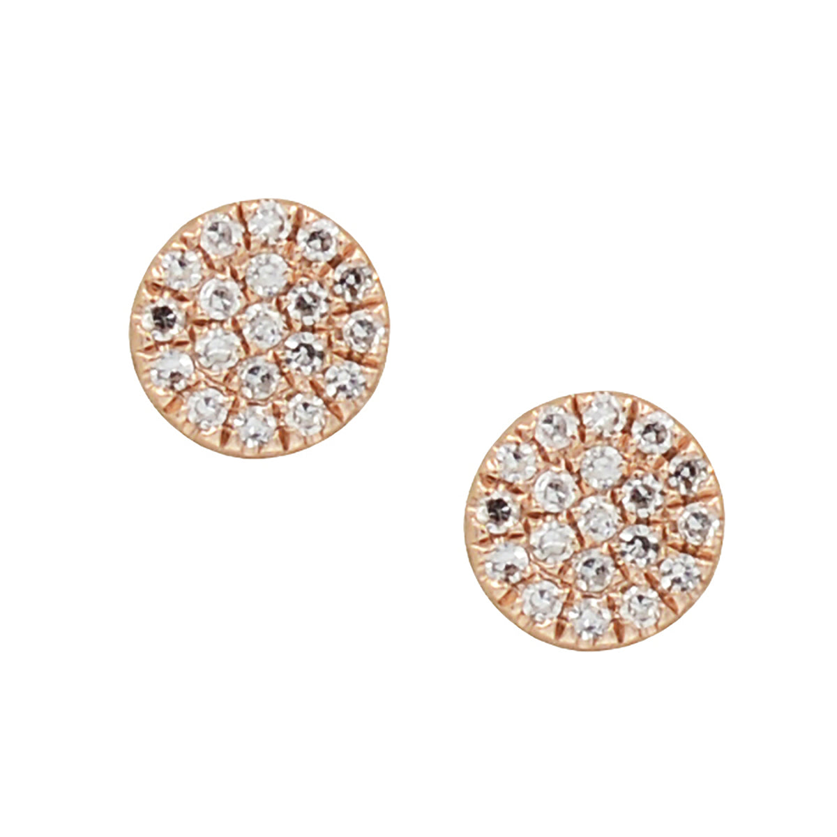 Diamond Disk Stud Earrings in 14k Rose Gold