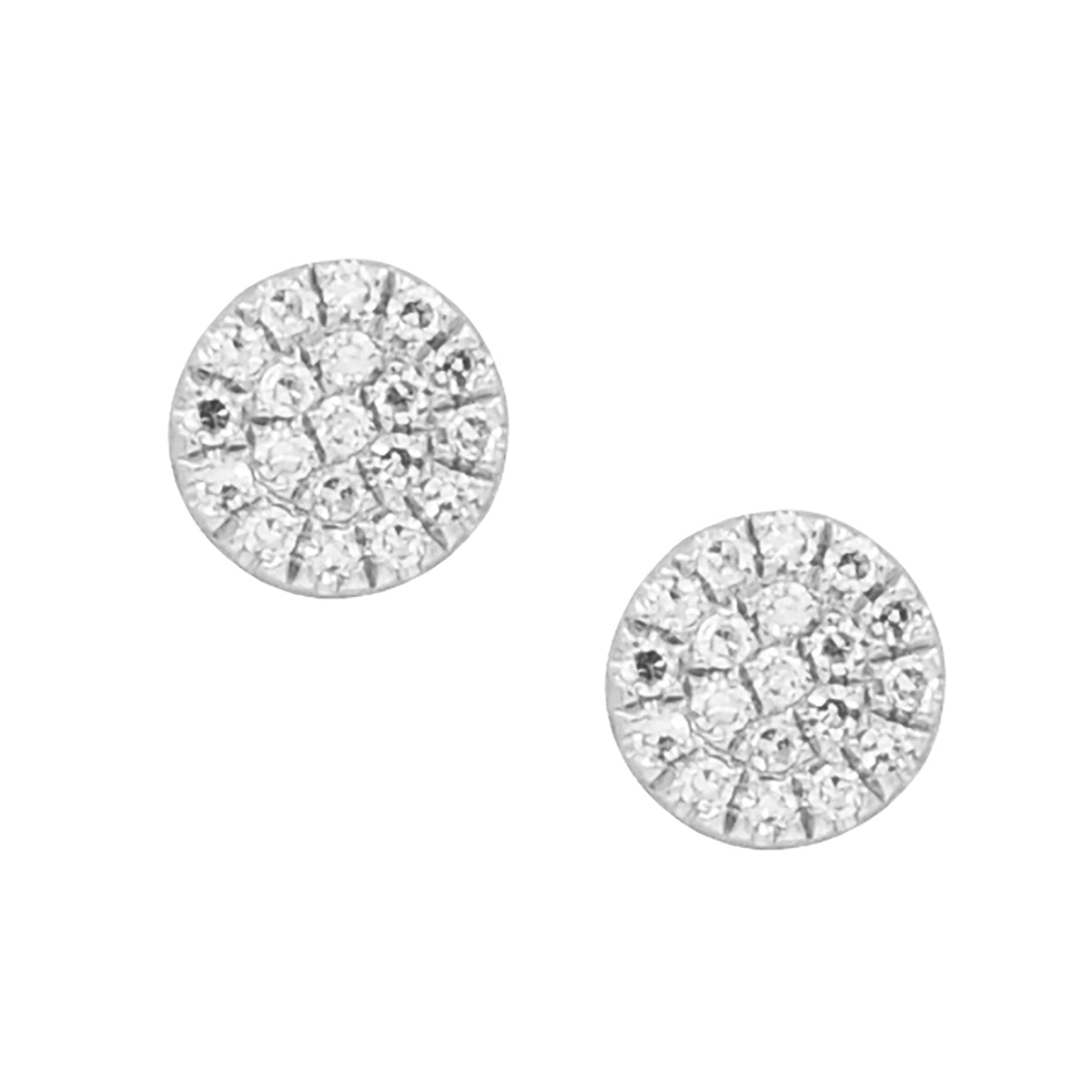 Diamond Disk Stud Earrings in 14k White Gold