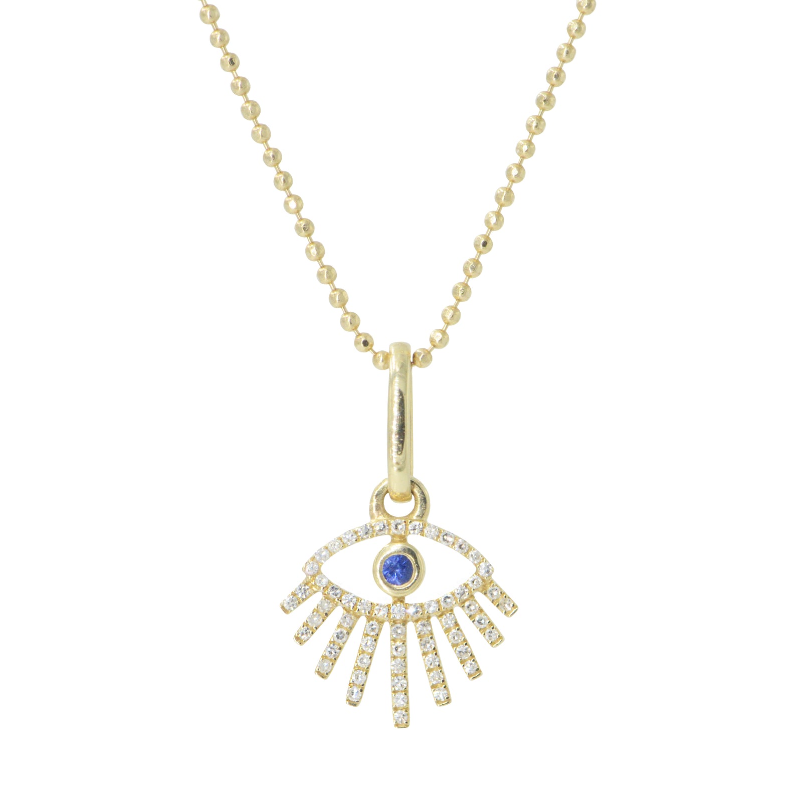 14k Diamond Evil Eye Necklace with Rays