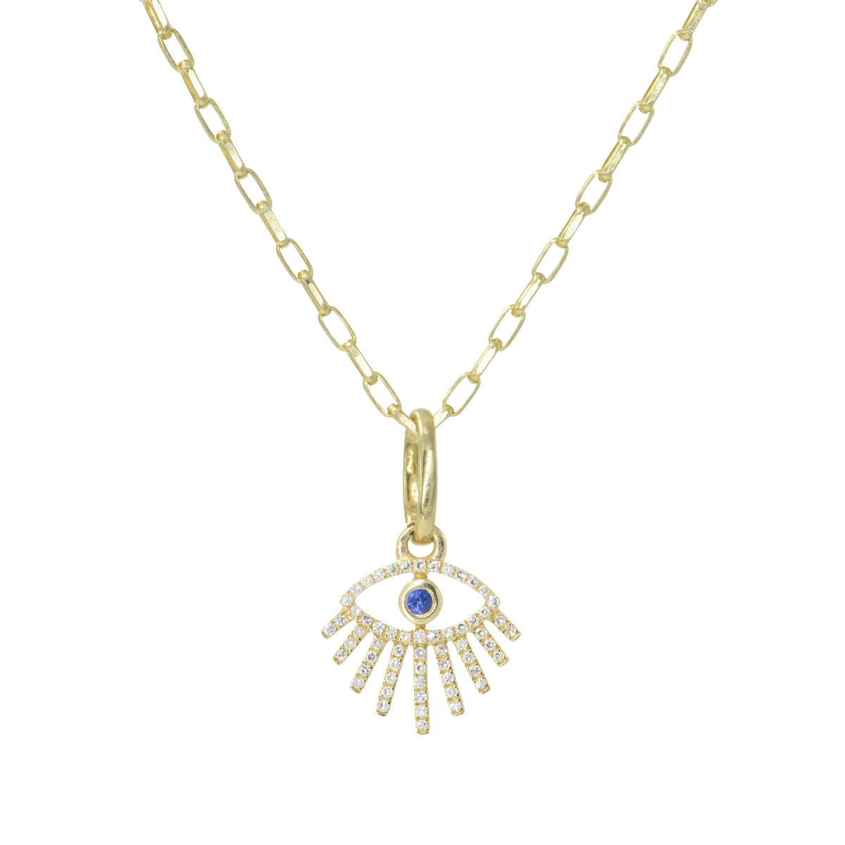 14k Diamond Evil Eye Necklace with Rays