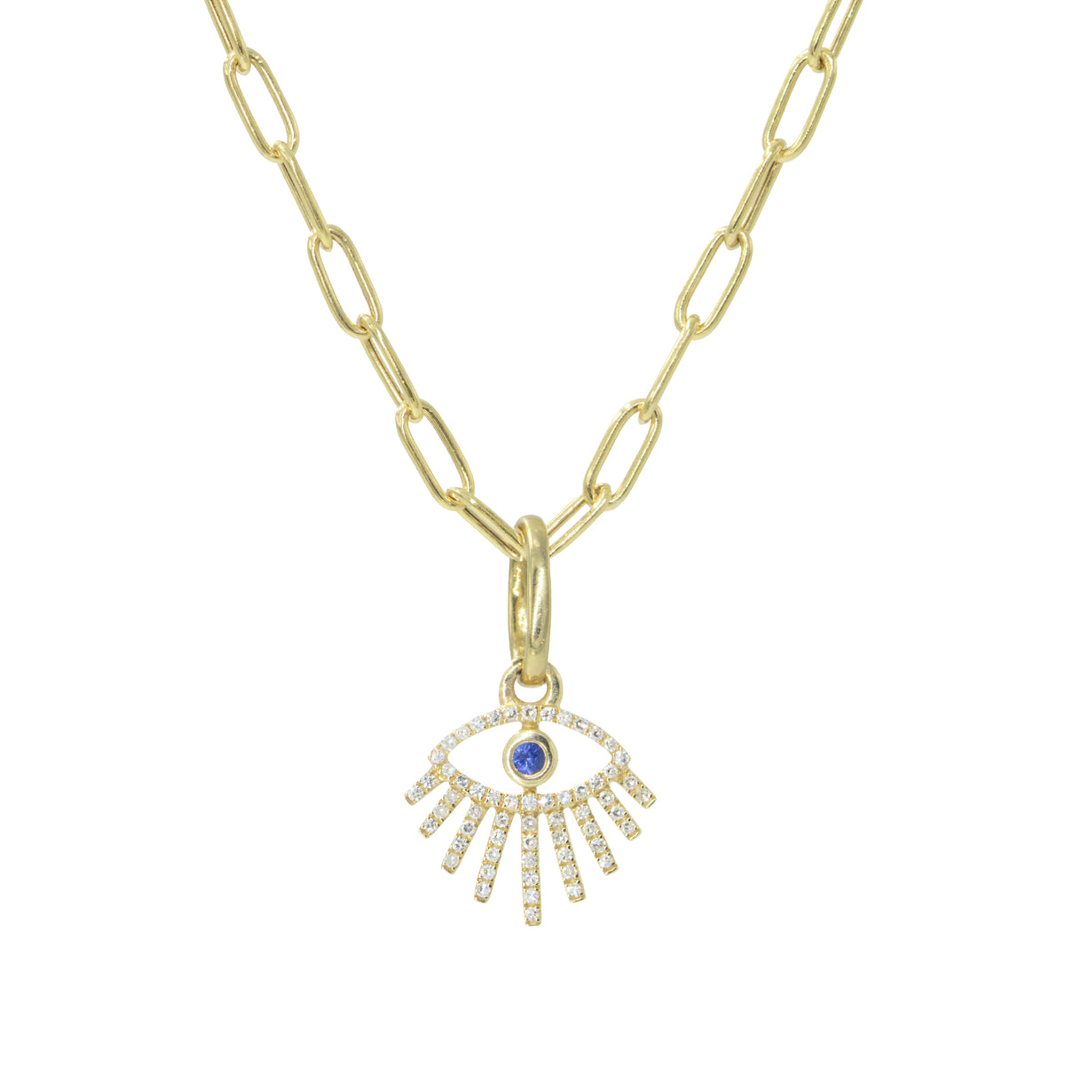 14k Diamond Evil Eye Necklace with Rays