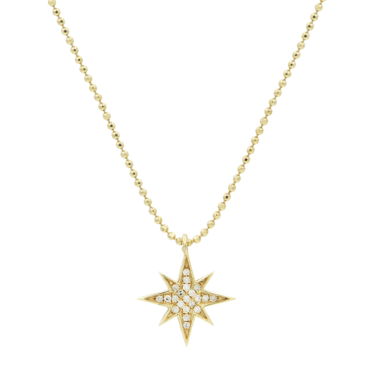 Diamond North Star Necklace in 14K Gold Long