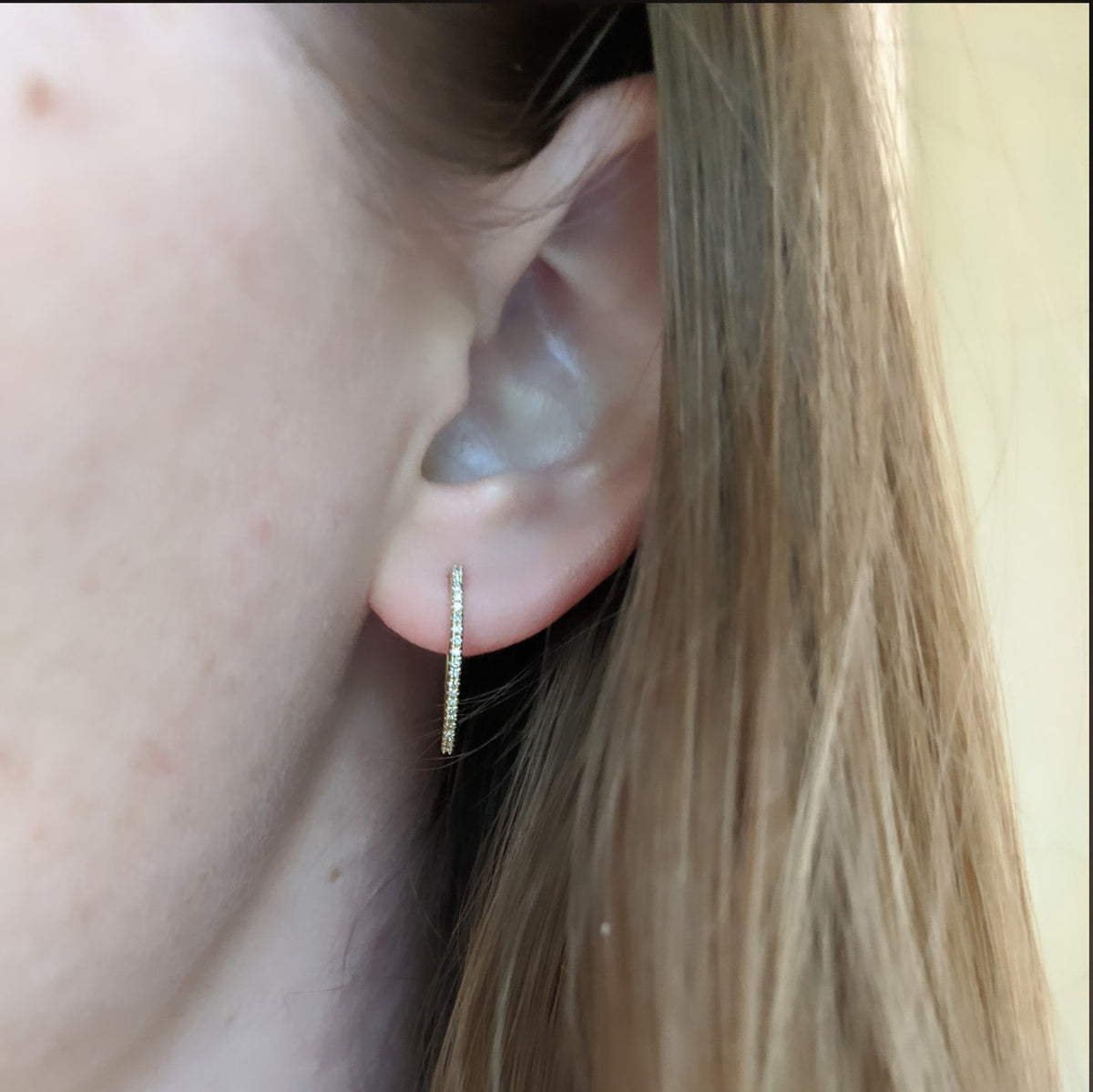 Diamond Open Loop Earrings in 14k Yellow Gold Lifestyle