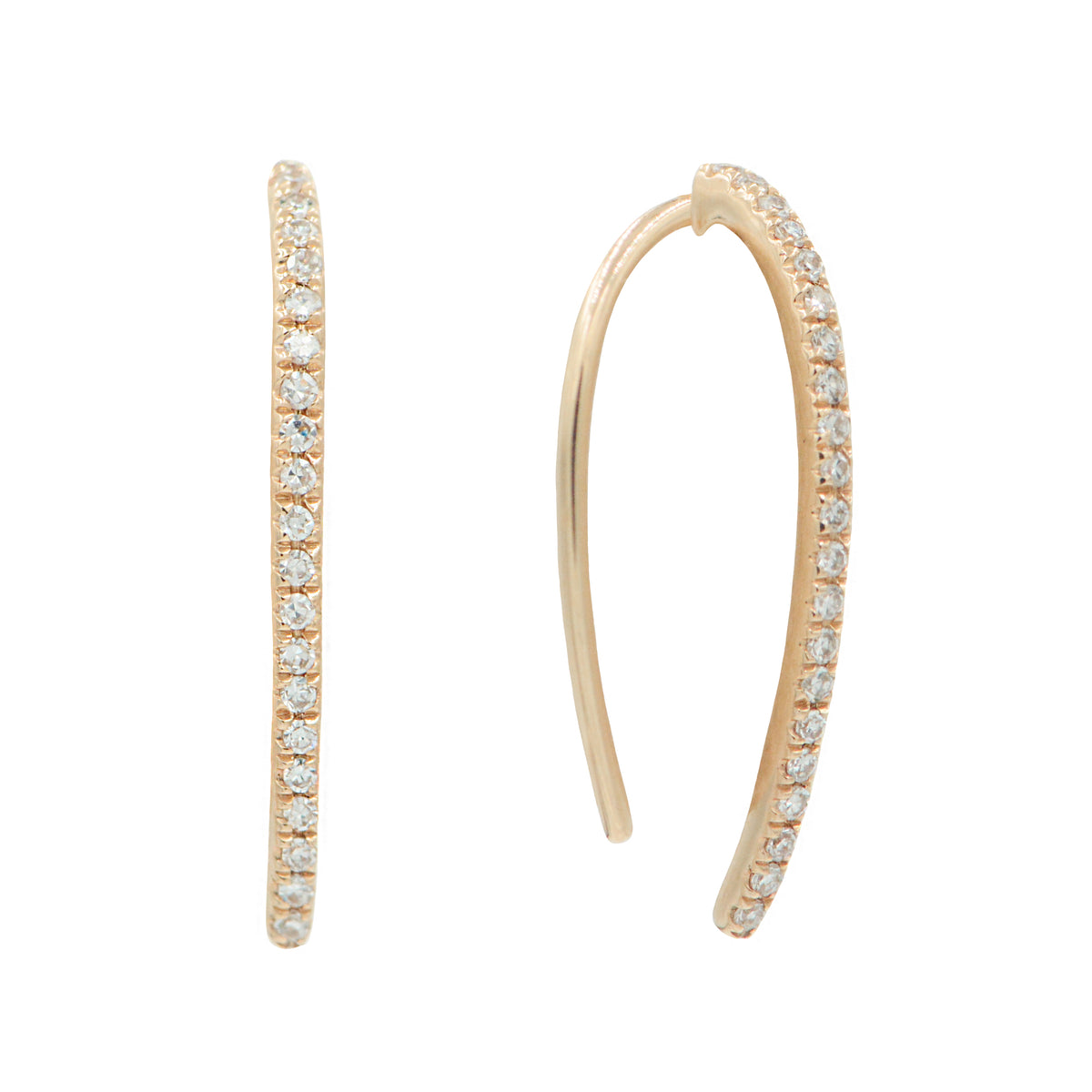 Diamond Open Loop Earrings in 14k Rose Gold