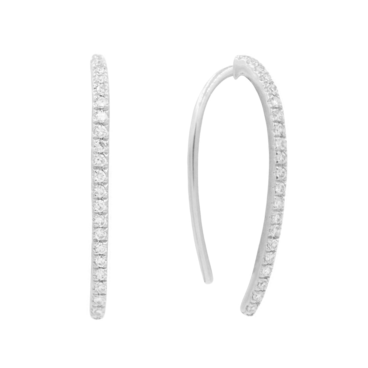 Diamond Open Loop Earrings in 14k White Gold