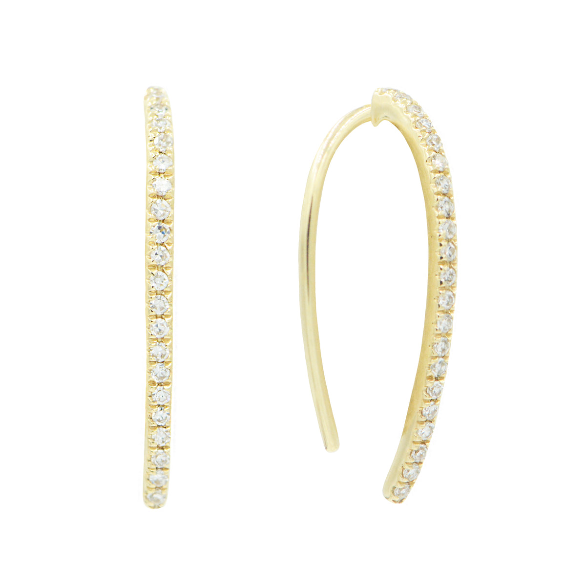 Diamond Open Loop Earrings in 14k Yellow Gold