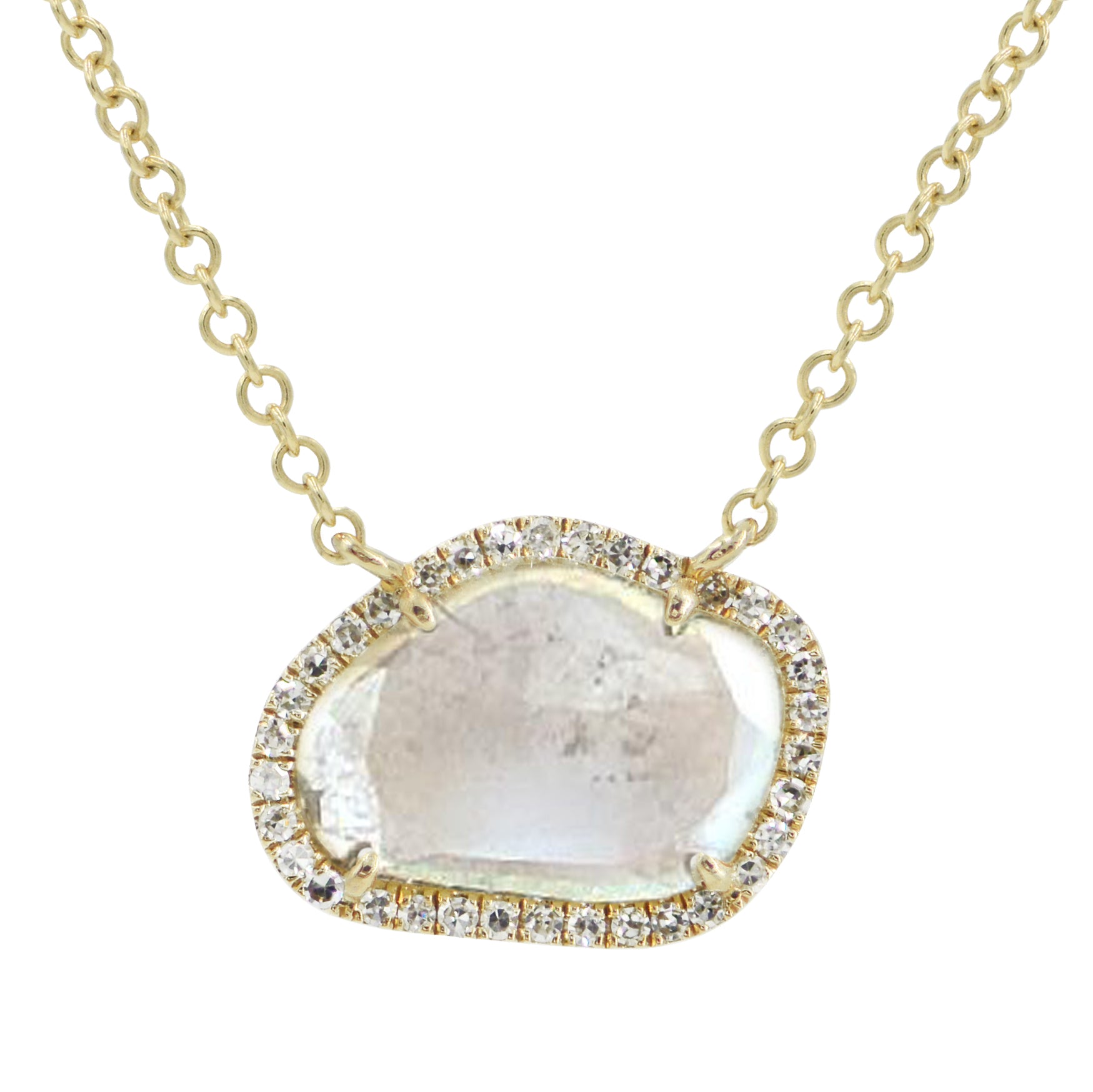 Diamond Slice Necklace in Yellow 14k Gold With Diamonds - Dream