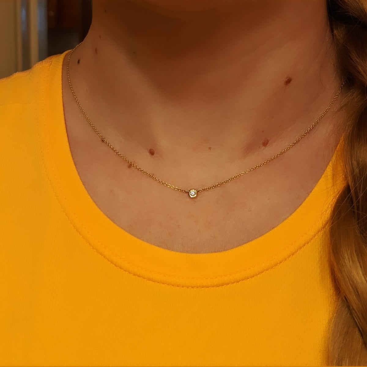 Diamond Solitaire Necklace 14k Gold Kamaria