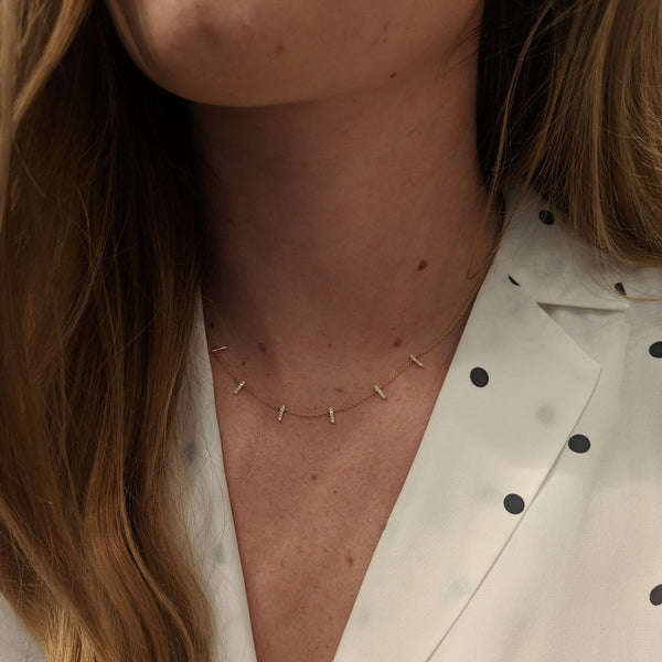 Diamond Stick Choker Necklace in 14k Gold KAMARIA