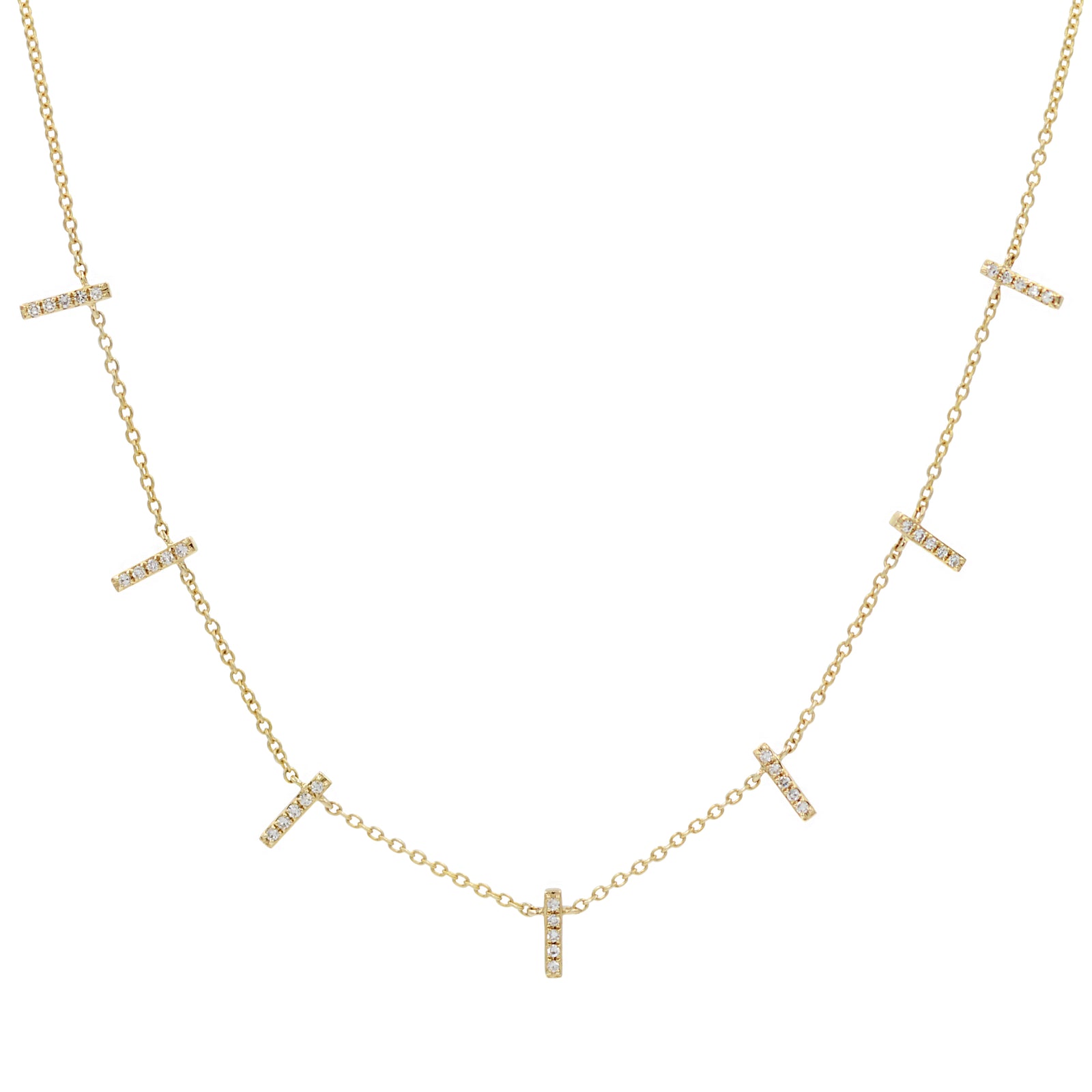 Diamond Stick Choker Necklace in 14k Gold
