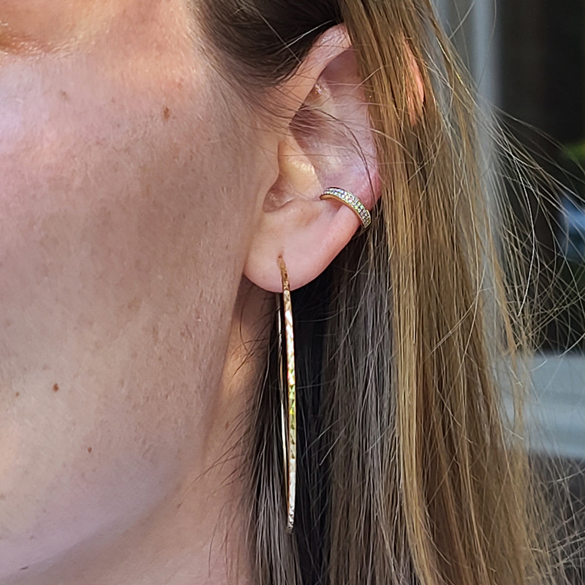 Double Row Diamond Ear Cuff in 14k Gold Lifestyle